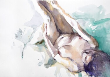 Painting titled "Nude from above" by Goran Žigolić (watercolors), Original Artwork, Watercolor