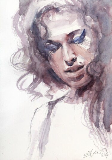 Ζωγραφική με τίτλο "Amy,Amy,Amy 4" από Goran Žigolić (watercolors), Αυθεντικά έργα τέχνης, Ακουαρέλα