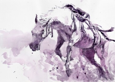 Pittura intitolato "Jumping horse" da Goran Žigolić (watercolors), Opera d'arte originale, Acquarello