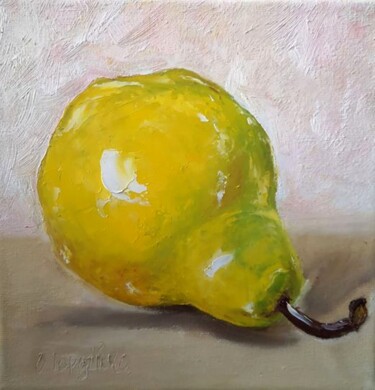 Malerei mit dem Titel "Green Pear" von Oksana Gordijko, Original-Kunstwerk, Öl
