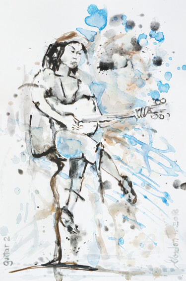 Painting titled "Guitar2" by Gordonartist1, Original Artwork, Acrylic