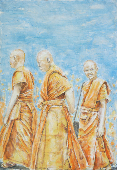 Painting titled "3 Monks" by Gordonartist1, Original Artwork, Acrylic