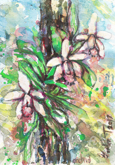 Pintura intitulada "Orchid" por Gordonartist1, Obras de arte originais, Acrílico