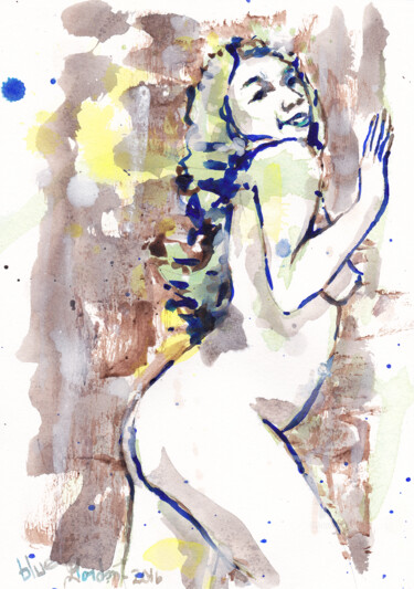 Pittura intitolato "Blue sm" da Gordonartist1, Opera d'arte originale, Acrilico