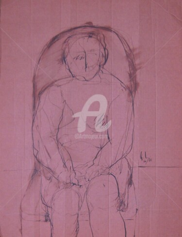 Disegno intitolato "riposo-di-nonna-aga…" da Bruno, Opera d'arte originale, Inchiostro
