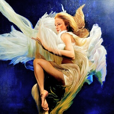 Pintura intitulada "Sirena Blanca" por Gorka Gonzalez Crespo, Obras de arte originais, Óleo Montado em Armação em madeira