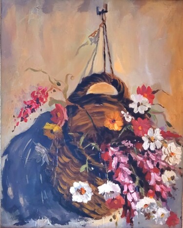 Painting titled "cesto" by Gorka Gonzalez Crespo, Original Artwork, Oil Mounted on Wood Stretcher frame