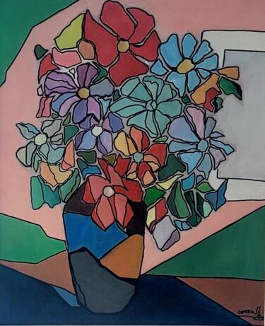 Peinture intitulée "flores en una tarde…" par Gorka Gonzalez Crespo, Œuvre d'art originale, Huile Monté sur Châssis en bois