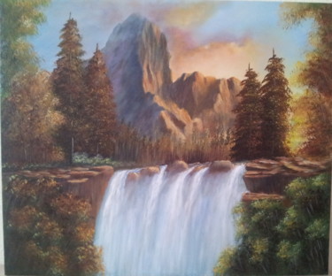 Painting titled "Waterfall 2" by Malgorzata Kuraczyk, Original Artwork, Acrylic