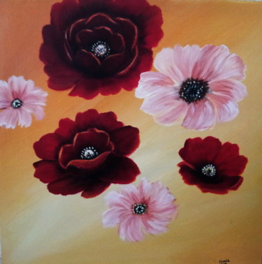 Painting titled "flowers" by Malgorzata Kuraczyk, Original Artwork, Acrylic