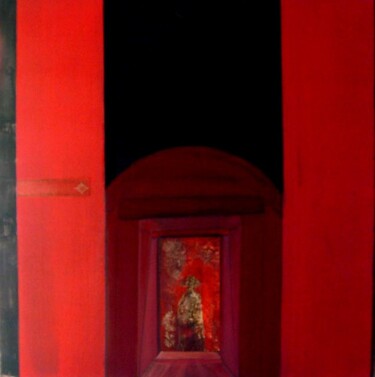 Peinture intitulée "La Maison rouge" par Gracianne Vallet, Œuvre d'art originale, Huile Monté sur Châssis en bois