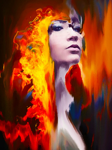 Digitale Kunst mit dem Titel "shes Hot" von Graham Rhodes, Original-Kunstwerk, 2D digitale Arbeit