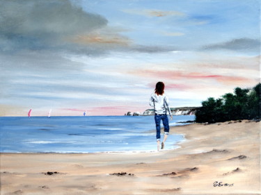 Painting titled "Walking in the shal…" by Graham Evans, Original Artwork, Acrylic
