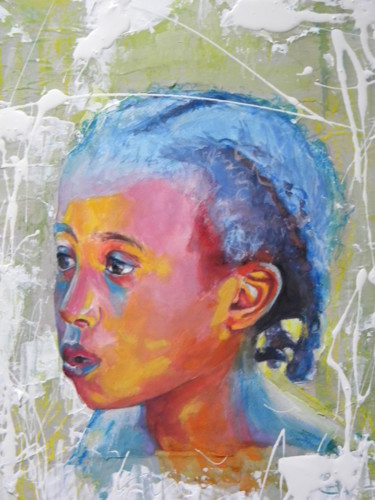 Peinture intitulée "visage du monde:afr…" par Marie Granger (Mahé), Œuvre d'art originale, Huile