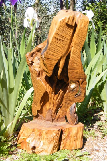 Sculpture titled "ainsi-soit-il-avril…" by Gérard Amat, Original Artwork, Wood