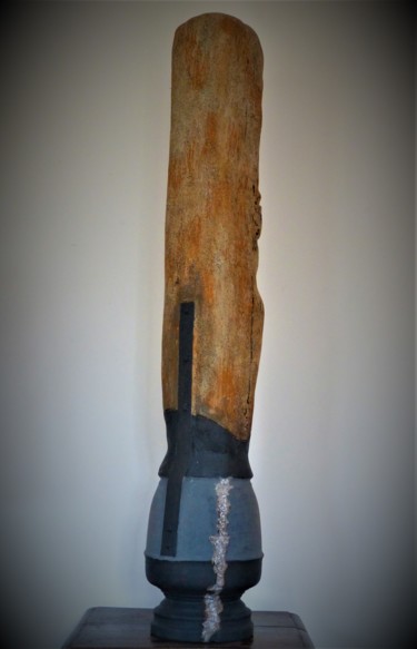 Skulptur mit dem Titel ""IL EST TEMPS !"" von Gérard Amat, Original-Kunstwerk, Holz