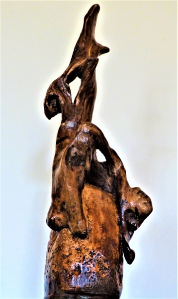 Skulptur mit dem Titel ""AMALGAME"" von Gérard Amat, Original-Kunstwerk, Holz