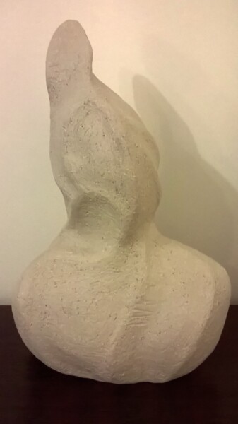 Sculpture titled "Lézardé - Blanc Bei…" by Grazia Compagnino, Original Artwork, Clay