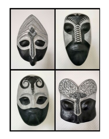 Escultura intitulada "Masques Nordiques -…" por Grazia Compagnino, Obras de arte originais, Argila