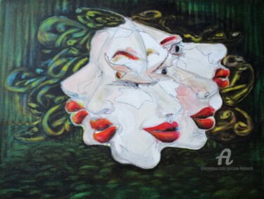 Painting titled "medusa-5-sisters-gr…" by Grazyna Hajewski, Original Artwork, Oil