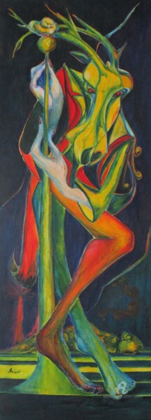 Painting titled "shin, Grażyna Hajew…" by Grazyna Hajewski, Original Artwork, Oil