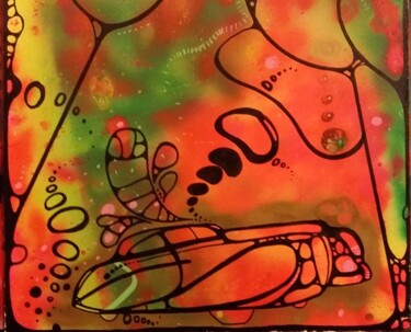 Schilderij getiteld "La Voiture de Raymo…" door Green Sun (Aka Xavier) Mennessier, Origineel Kunstwerk, Graffiti