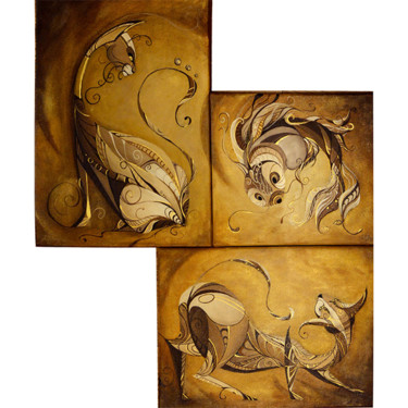 Картина под названием "Golden Grace" - Анастасия Цветкова, Подлинное произведение искусства, Акрил Установлен на Деревянная…