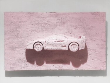 Painting titled "F40 in Pink" by Grégoire Clement (GMJ), Original Artwork, Resin Mounted on Wood Stretcher frame