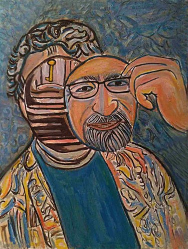 Painting titled "J'ôte mon masque un…" by Grégoire Koboyan (Cricorps), Original Artwork, Oil