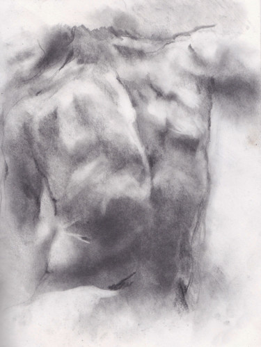 Drawing titled "dos statue" by Grégory Geng, Original Artwork, Pencil