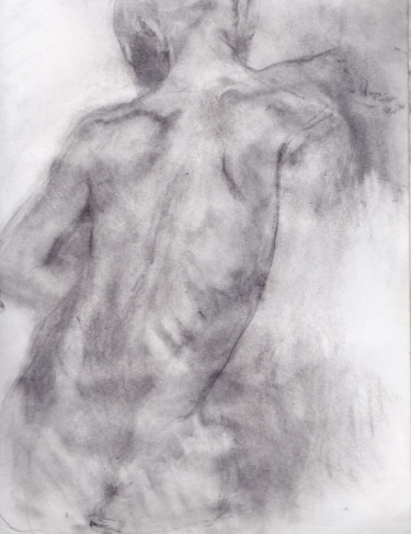 Drawing titled "dos statue2" by Grégory Geng, Original Artwork, Pencil