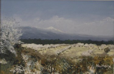 Pintura intitulada "Cerisiers blancheur…" por Valérie Gremmo, Obras de arte originais, Óleo