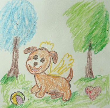 Desenho intitulada "A dog that wanted t…" por Grigoriy Kiryanov (Mr. Greg), Obras de arte originais, Pastel