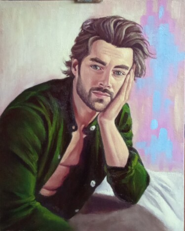 Painting titled "Portrait masculin" by Grigory Vit, Original Artwork, Oil