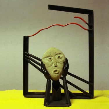 Sculpture titled "Le Cri" by Grimo, Original Artwork, Stone