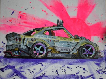 Картина под названием "Nissan Skyline" - Grinmosk, Подлинное произведение искусства, Акрил Установлен на Деревянная рама для…