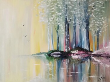 Картина под названием "Silent" - Ingrida Grosmane, Подлинное произведение искусства, Масло Установлен на Деревянная рама для…