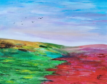 绘画 标题为“Poppies field” 由Ingrida Grosmane, 原创艺术品, 油