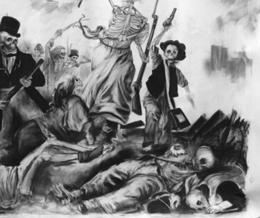 Rysunek zatytułowany „La liberté guidant…” autorstwa Grotsk, Oryginalna praca, Węgiel drzewny