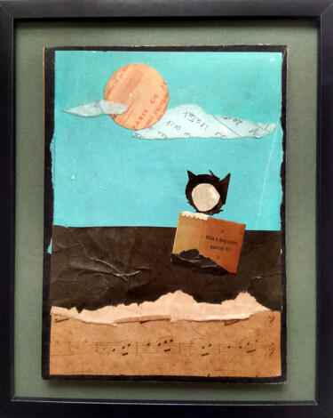 Collages titled "Chat perdu" by Grotsk, Original Artwork, Collages