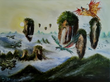 Pintura intitulada "Invasion of Paradis…" por Peter Grundtner, Obras de arte originais, Óleo