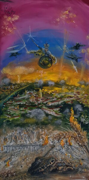 Malarstwo zatytułowany „The Lunatic Empire” autorstwa Peter Grundtner, Oryginalna praca, Olej