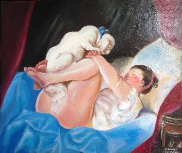 Copie de l'œuvre « Le Verrou » du peintre Fragonard, Joseph Campoy