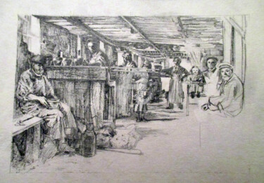 Disegno intitolato "Atelier" da Thierry Guého, Opera d'arte originale, Matita