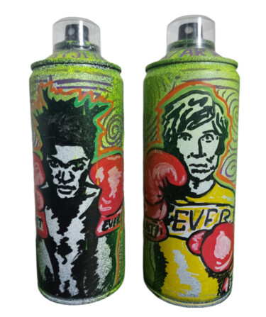 Sculptuur getiteld "BASQUIAT VS WARHOL…" door Guemi (1980), Origineel Kunstwerk, Acryl