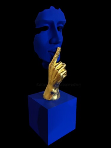 Γλυπτική με τίτλο "Gold Fingers - Bleu…" από Guillaume Anthony, Αυθεντικά έργα τέχνης, Ακρυλικό