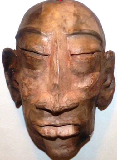 Sculpture intitulée ""tête stoïque"" par Guillaume Bodin (Gui²), Œuvre d'art originale, Terre cuite