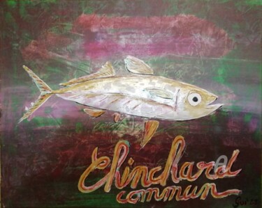 Painting titled ""Chinchard commun"…" by Guillaume Bodin (Gui²), Original Artwork, Acrylic Mounted on Wood Stretcher frame