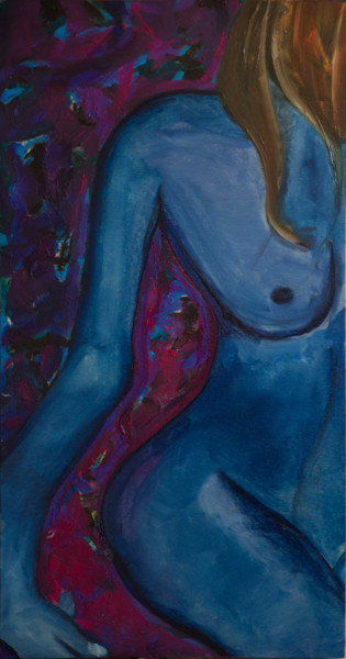 "Femme bleue" başlıklı Tablo Guillaume Canva (.cG.) tarafından, Orijinal sanat, Petrol