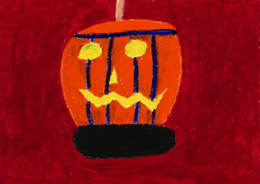 Drawing titled "Halloween" by Guillaume Chocu (YAUME-C), Original Artwork, Pastel Mounted on Wood Panel